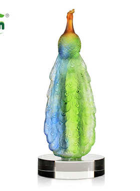 用品古法孔雀客厅装饰孔雀锋乔迁工艺品琉璃礼品摆件新居明琉璃