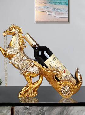 欧式创意双档战马红酒架摆件家用奢客厅高时尚现代马酒架子轻酒柜