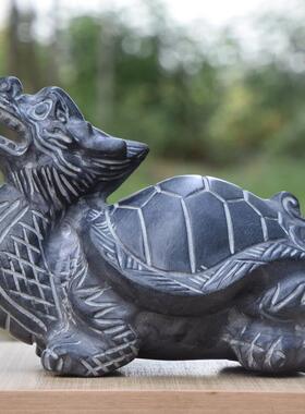 青石龙龟摆件镇宅八卦龙头龟石雕工艺品乌龟神兽赑屃霸下石头龙龟