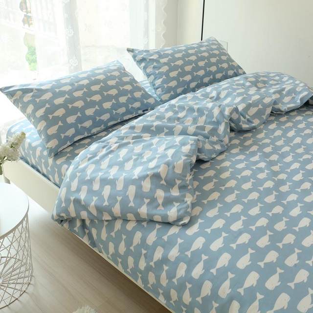 Single piece of bed sheet, cotton, cotton twill blue whale sheet 1.2 meters 1.5 meters 1.8 meters 2.0 meters bed