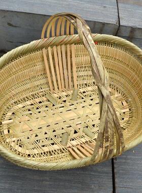 手工竹编织品 竹篮子家用菜篮日式餐具手提篮 粽子水果鸡蛋礼盒篮