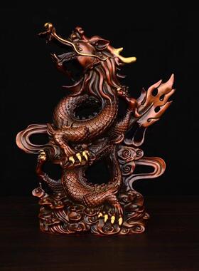 祥龙呈瑞腾云龙黄铜摆件龙腾四海工艺品家居客厅装饰品桌面铜摆饰