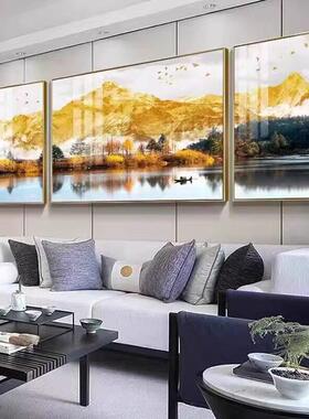 轻奢客厅沙发背景墙三联画 画晶瓷镶钻装饰画 画卧室床头画 画北