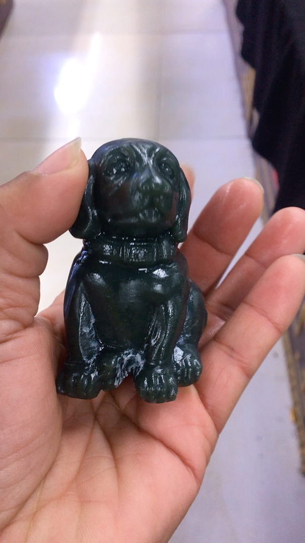 中国 玉石彫刻 犬 置物 V R5558-