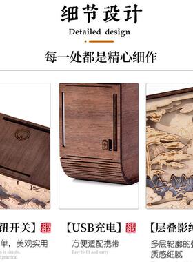 木雕灯摆件3D木制小夜灯企业周年纪念品文创新年礼品定制现简约