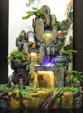 大型假山流水喷泉庭院装饰院子户外室内花园鱼池造景山水景观瀑布