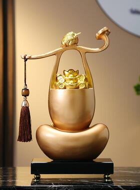 创意中式一桶金聚盆摆件财招聚财家客厅玄宝关金色一高档装饰居乔