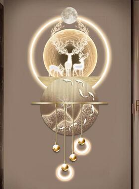 轻奢玄关装饰画九鱼图高档立体LED灯画入户走廊过道壁挂画2026新