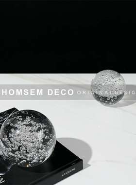 简约现代轻奢创意软装饰品家居玄关摆件水晶气泡圆球样板房间摆