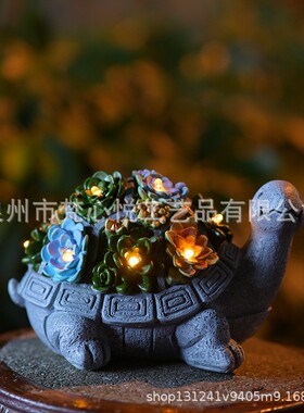 外贸创意多肉乌龟太阳能灯户外花园摆件树脂工艺品草坪庭院装饰灯