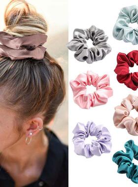 4PCS/Lot Satin Silk Scrunchies Women Elastic Rubber Hair Ban