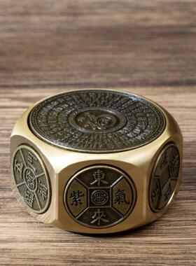 小铜记黄铜八面转钱旋转魔方解压手把件随身携带龙年招财创意礼品