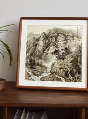 方实木框画框正形空黑胡桃木圆相角榫卯109中式国画字画木质框装