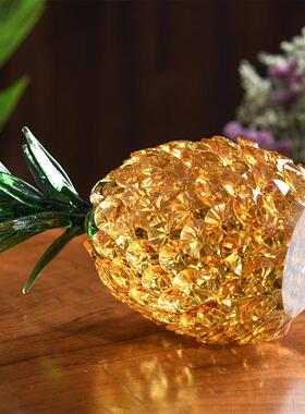 高档大小号水晶凤梨招财纳福摆件 家居客厅装饰凤梨摆件婚庆礼品