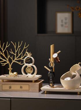 新中式玄关鞋柜进门口钥匙收纳摆件创意家居客厅乔迁葫芦鹿装饰品