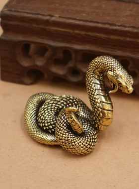 黄铜做旧十二生肖蛇摆件创意家居办公桌面生肖蛇摆件工艺品