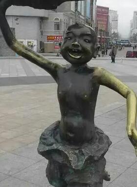 现代校园人物童真童趣纯铜雕塑纯铜骑马人物雕塑动物纯铜马雕塑