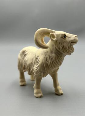 黄杨木雕山羊手把件客厅摆件实木十二生肖羊玄关家居工艺品小饰品