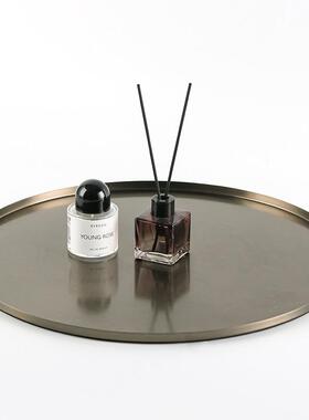 现代极简几何圆形托盘摆件样板房酒店售楼处果盘桌面收纳盘装饰品