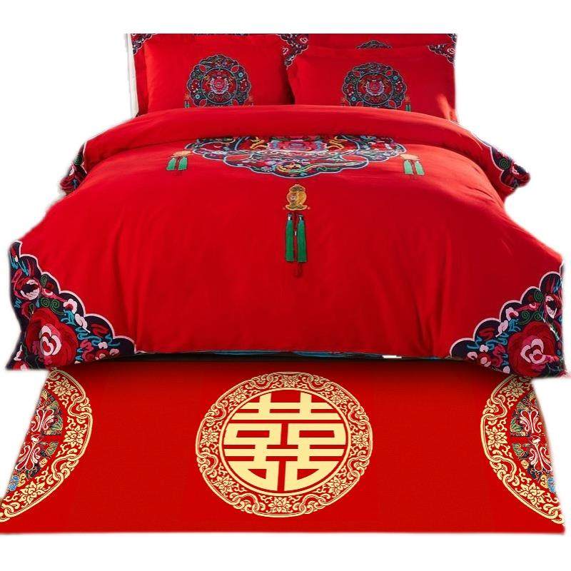 结婚地垫喜庆门垫婚房地毯布置装饰用品红色喜字卧室床边毯脚垫,淘宝优惠券,粉丝福利购,淘宝优惠卷