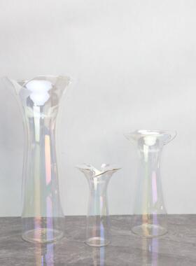 欧式轻奢电镀花瓣插花小花瓶桌面摆件样板房电视柜客厅家居装饰品