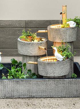 流水摆件循环水阳台鱼池景观加湿器装饰户外庭院花园露台布置造景