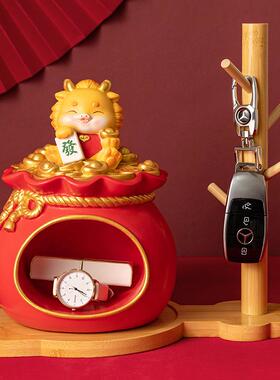 福袋新款轻奢高树脂摆件钥匙玄关收龙纳居茶家几装饰龙MM9666-7年