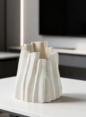 简约现代米色不规则花瓶售楼处样板间民宿客厅玄关家居装饰插花器