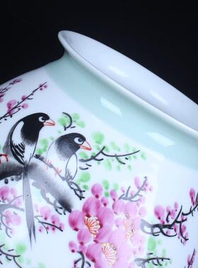 景德镇陶瓷花瓶手绘喜上眉梢福筒时尚家居摆件买家收藏