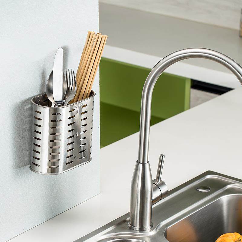 筷子筒304不锈钢家用挂式创意餐具笼子厨房壁挂式免打孔沥水筷架,淘宝优惠券,粉丝福利购,淘宝优惠卷