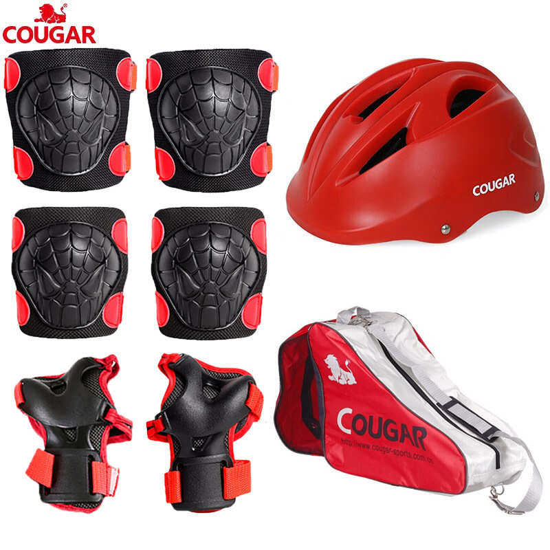 美洲狮儿童护具旱冰溜冰鞋滑冰轮滑滑板护具轮滑头盔护膝六件套装,淘宝优惠券,粉丝福利购,淘宝优惠卷