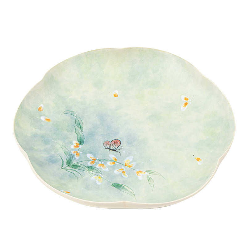 手绘文心兰陶瓷壶承中式田园风茶承茶壶盖碗底座茶点盘果盘两用,淘宝优惠券,粉丝福利购,淘宝优惠卷