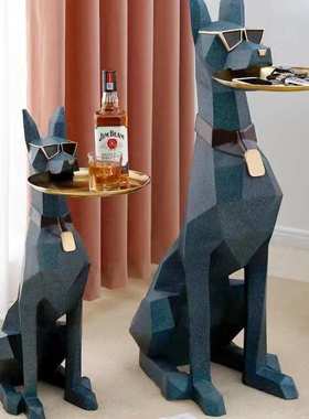 创意落地绅士狗摆件轻奢客厅装饰沙发电视柜家居托盘乔迁新居大型