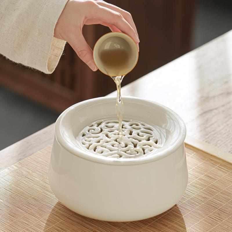 陶瓷茶洗带盖茶具配件茶桶茶渣桶茶洗缸废水桶建水水盂水洗,淘宝优惠券,粉丝福利购,淘宝优惠卷