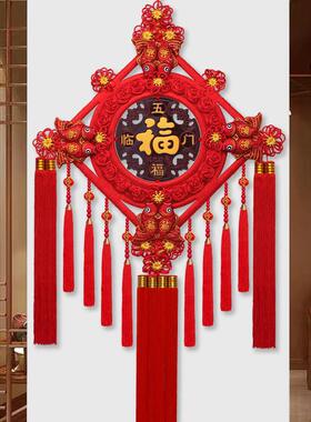 2026新款中国结镇宅挂件高档福字桃木客厅门上大号挂件电视墙玄关