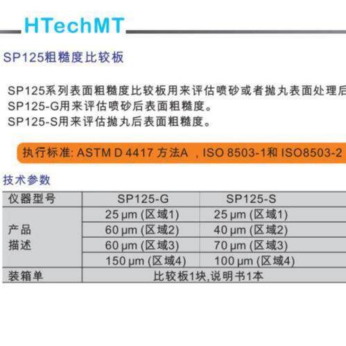 德国高科HTechMT SP125 粗糙度比较板 - 图1