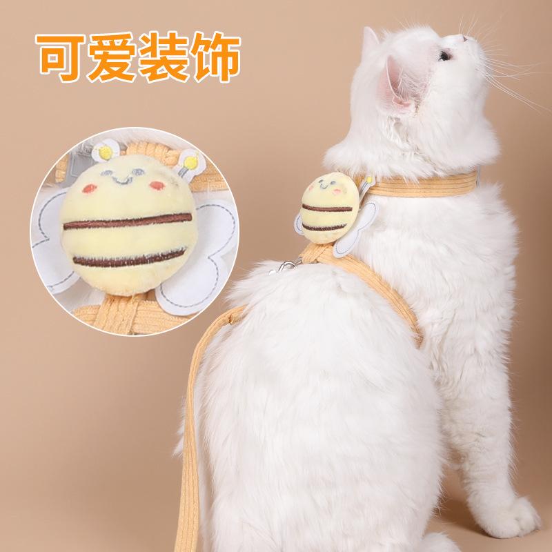 宠物用品猫咪胸背牵引绳透气小型犬狗狗绳子遛猫狗绳卡通小蜜蜂 - 图2