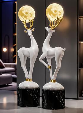 招财鹿落地摆件客厅旺宅入户玄关装饰轻奢高档细长竖高大型工艺品