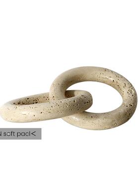 客极简现代轻奢何圆ES-A6144环扣仿黄石洞摆件样板房厅书桌茶几几