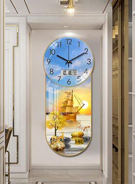 免打孔客厅墙上挂钟万年历时钟简约现代时尚2024新款网红装饰画