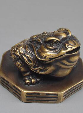 纯铜招财金蝉实三足办金蟾摆件收银心柜台公桌168车载摆客厅玄关