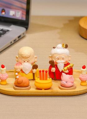 钟 钟馗财神小神仙家居桌面玄关供奉托 托盘装饰办公室工位治愈系