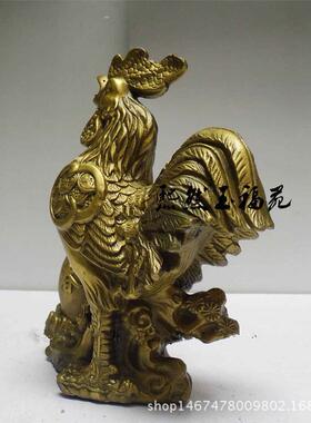 纯铜春鸡报晓摆件大号 金鸡公鸡元宝家居工艺品摆件