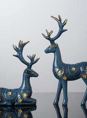 创意轻奢招财麋鹿摆件装饰品家居客厅电视柜酒柜小摆设办公室桌面