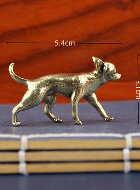 鼎铜动物黄铜摆件无毛犬小狗玄关茶几摆设装饰无毛犬动物桌面摆件