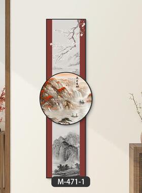 新款直销新中式山水画风景入户玄关装饰画走廊过道挂画竖版正对门