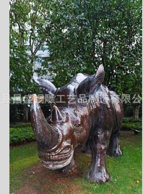 铸铜景观华尔街牛雕塑铸铁牛户外犀牛铜雕塑制作