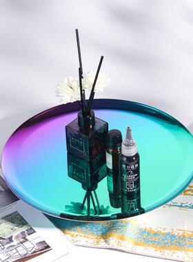 ins轻奢风摆件香薰烛台流光托盘玄关置物钥匙收纳盘样板房装饰品