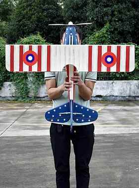 复古双翼艺飞机05232模型摆件手工艺品酒吧儿园天花板饰装空铁中