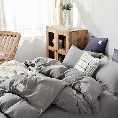 Internet celebrity bedding four-piece set 1.8m solid color bed sheet quilt cover single 1.5m bed student dormitory 4 three-piece set